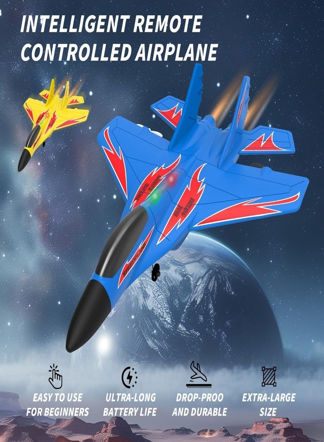 QFCST Foam Remote Control Wireless Airplanes RC Planes, Remote Control Fighter Toys, 2CH 2.4Ghz RC Fighter Jet with Light, Hobby Rc Airplanes Easy to Fly for Kids Boys Adults(Black) - Image 2